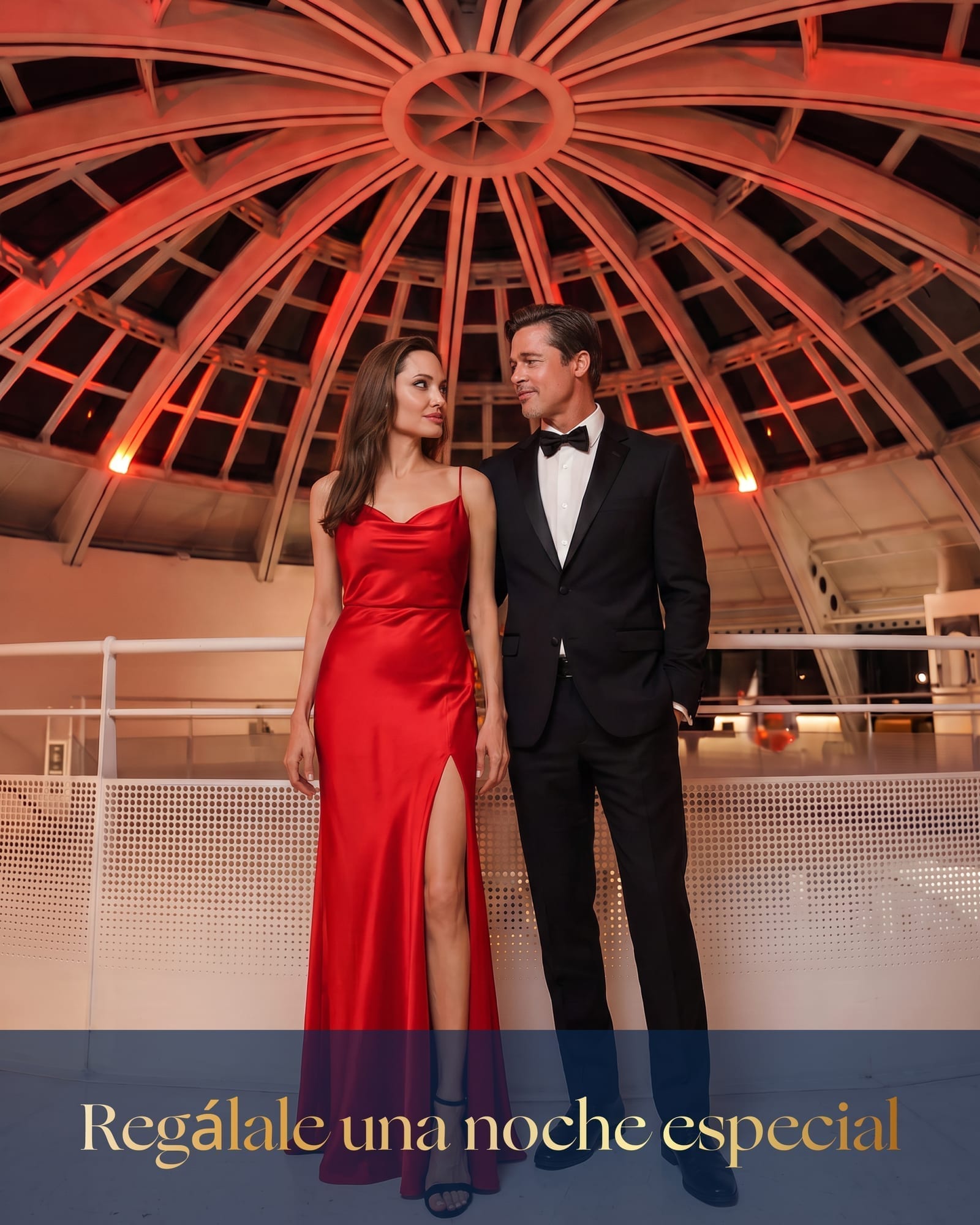 Pareja de gala bajo la cúpula — Regálale una noche especial, New York Bistro Bogotá